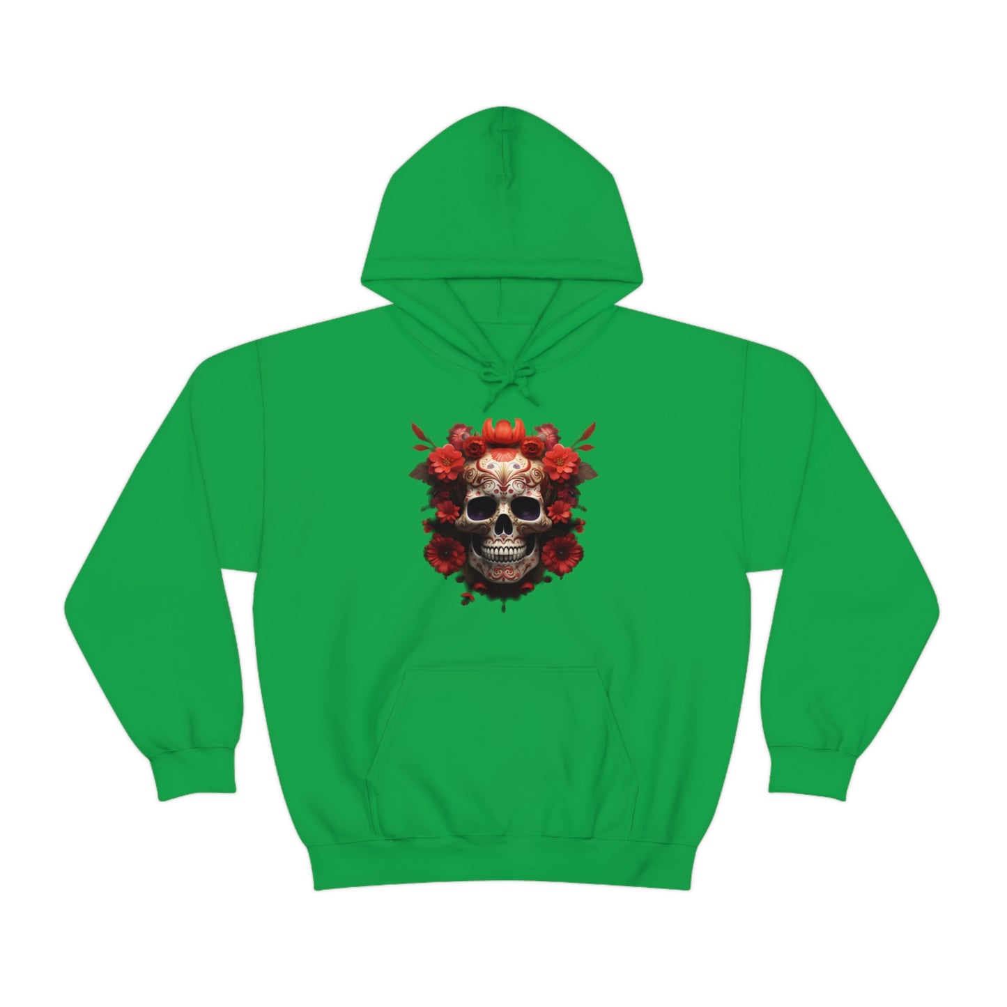 Red Floral Skull Unisex Heavy Blend™ Hooded Sweatshirt