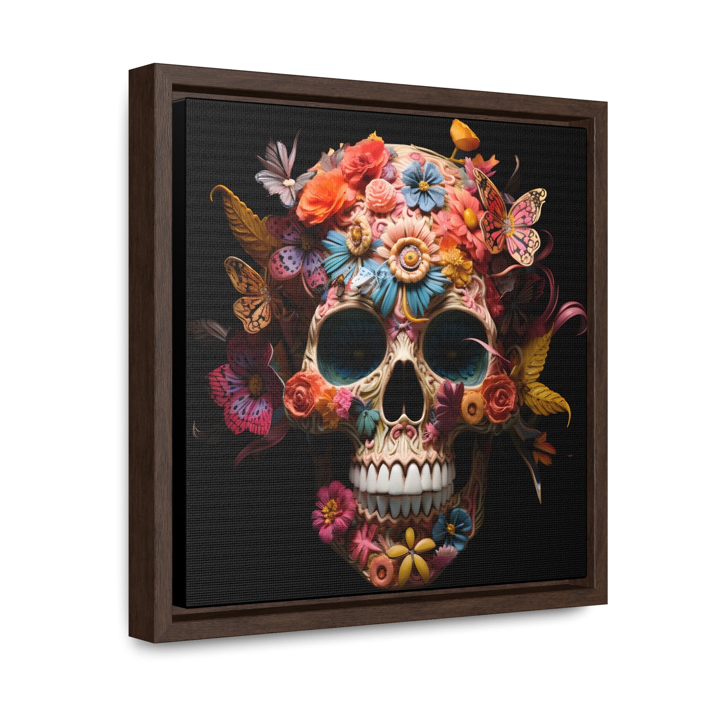 Paper Butterflies Skull Digital Art Gallery Canvas Wraps, Square Frame