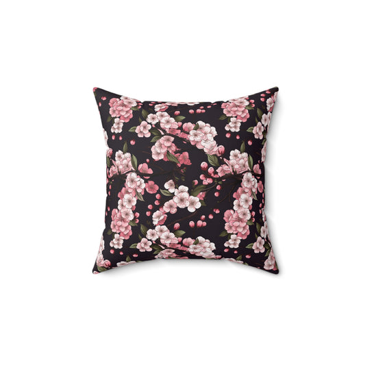 Cherry Blossoms Spun Polyester Square Pillow