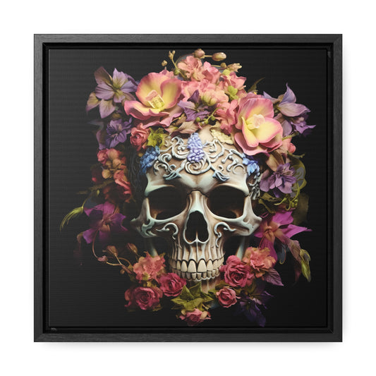 Pink and Lavender Skull Gallery Canvas Wraps, Square Frame