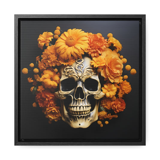 Marigold Skull Digital Art Gallery Canvas Wraps, Square Frame