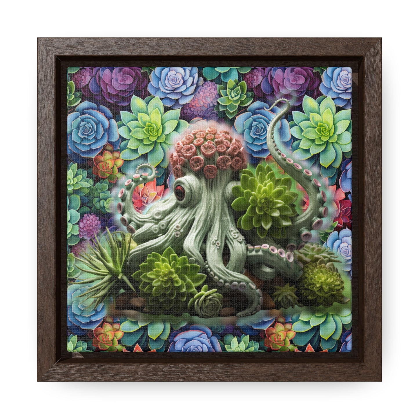 Rose the Octopus Succulent Creatures Digital Art Print Gallery Canvas Wraps, Square Frame