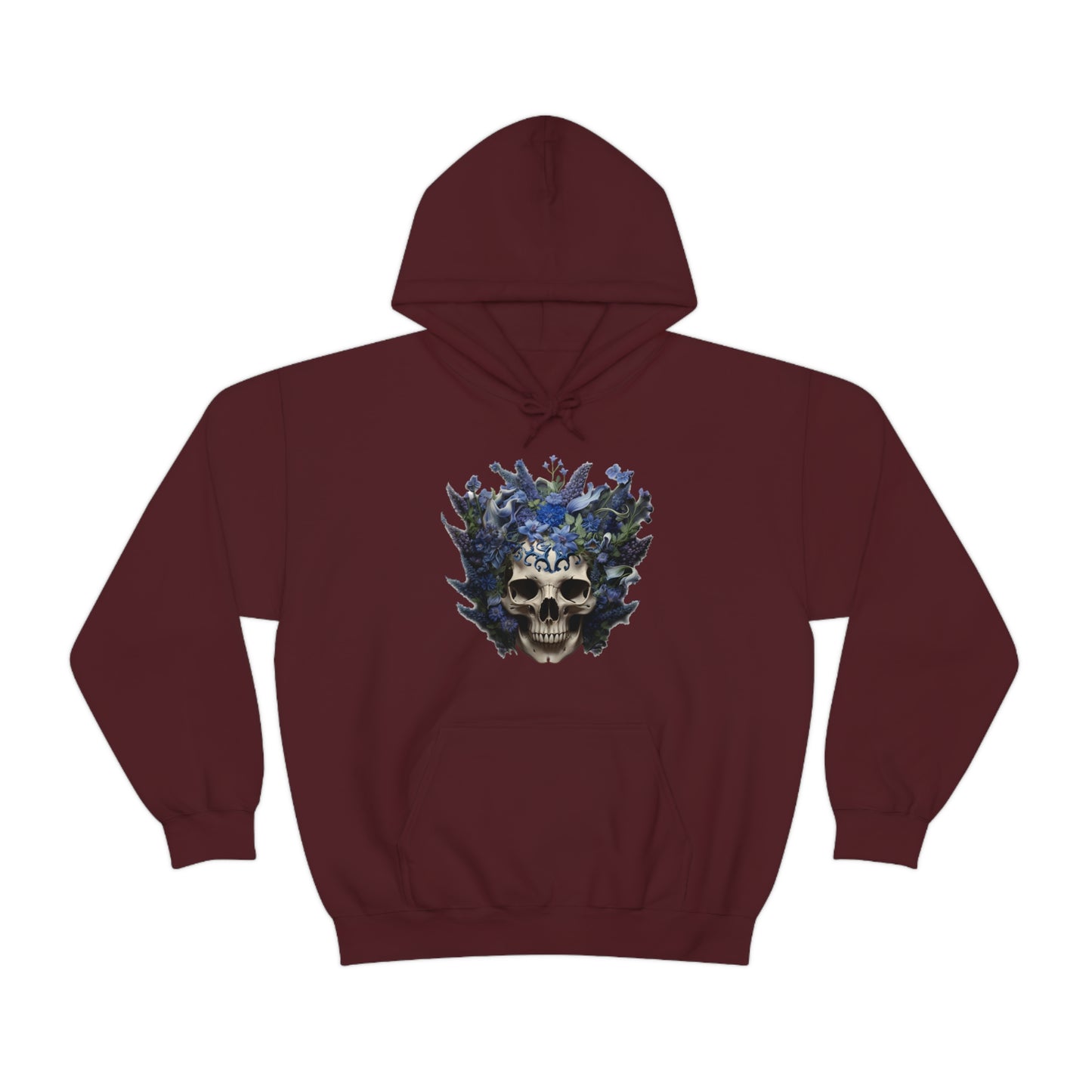 Bluebonnets Blue Lupine Floral Skull Unisex Heavy Blend™ Hooded Sweatshirt