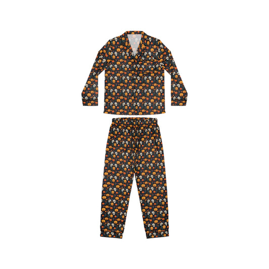 Happy Pumpkin Talavera Skulls Women's Satin Pajamas