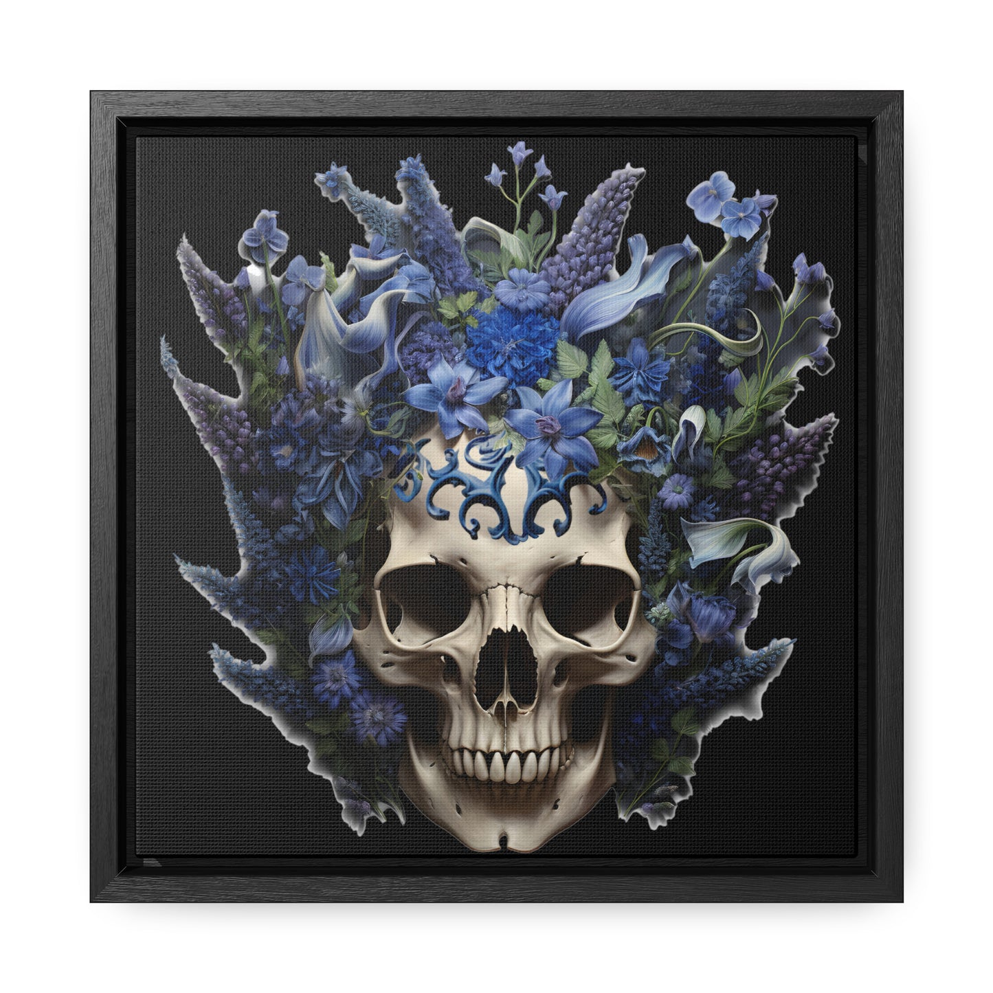 Bluebonnet Skull Digital Art Gallery Canvas Wraps, Square Frame