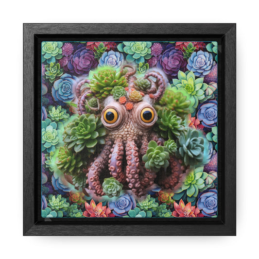 Violet the Octopus Succulent Creatures Digital Art Print Gallery Canvas Wraps, Square Frame