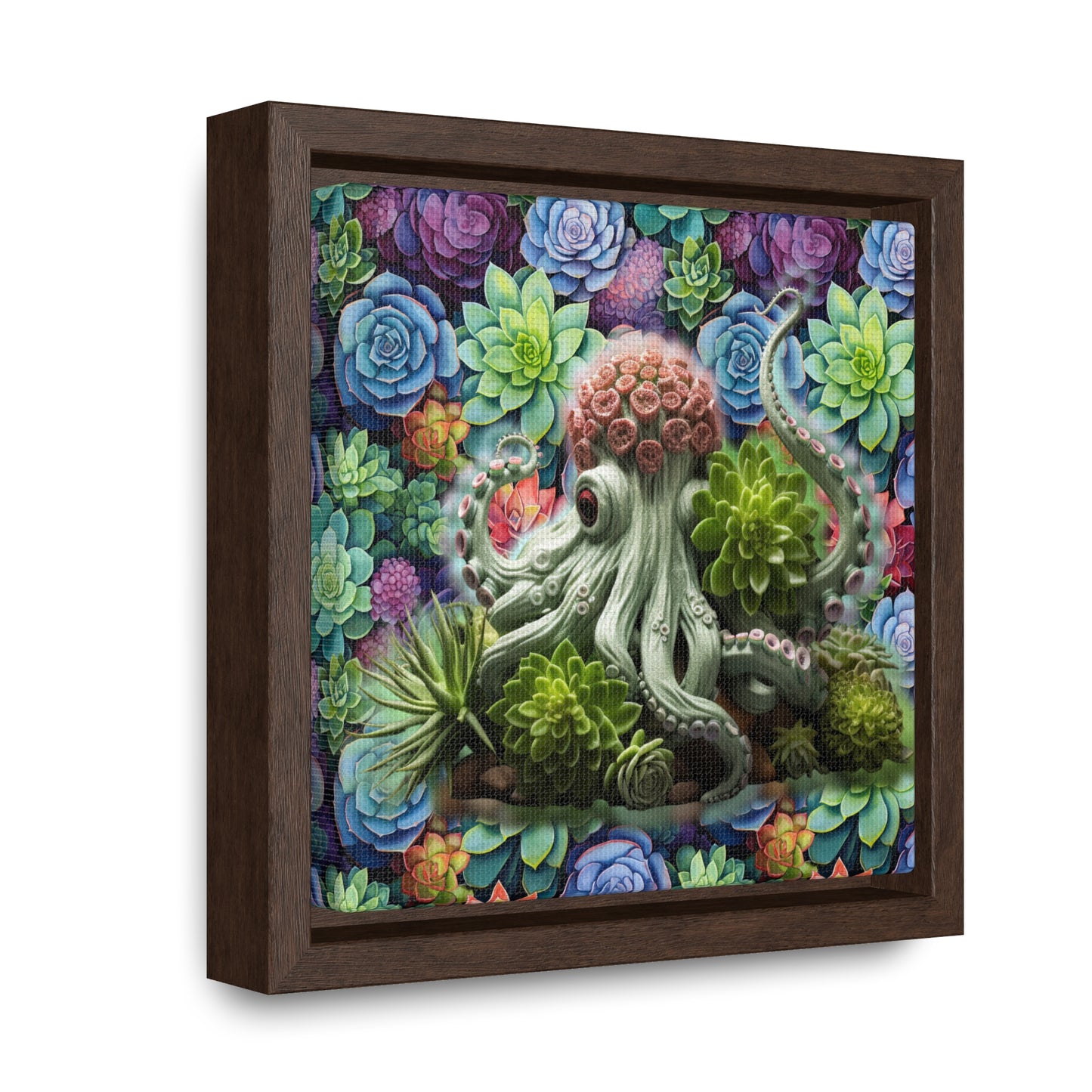 Rose the Octopus Succulent Creatures Digital Art Print Gallery Canvas Wraps, Square Frame