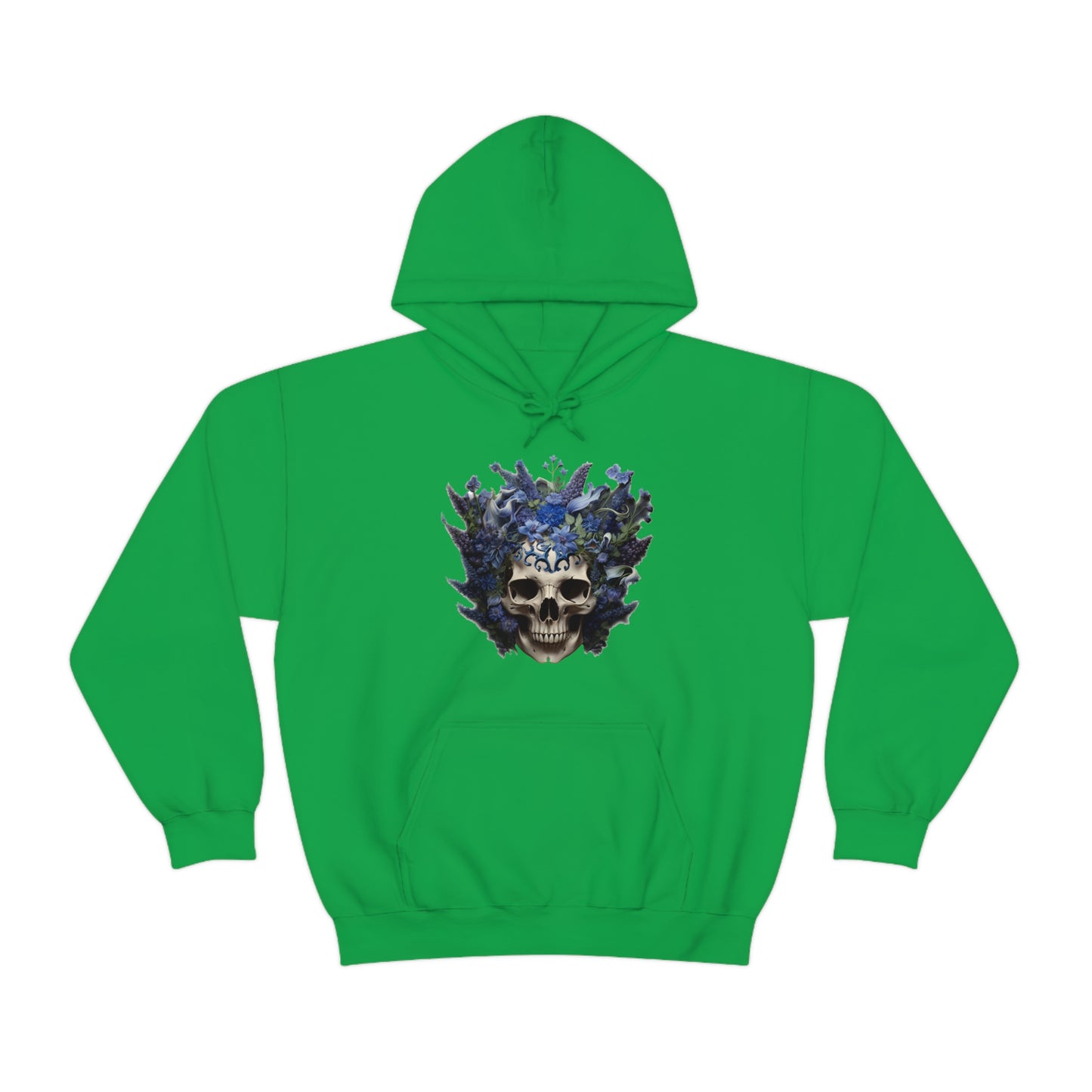 Bluebonnets Blue Lupine Floral Skull Unisex Heavy Blend™ Hooded Sweatshirt