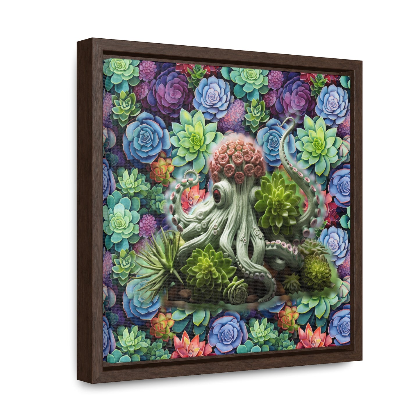 Rose the Octopus Succulent Creatures Digital Art Print Gallery Canvas Wraps, Square Frame