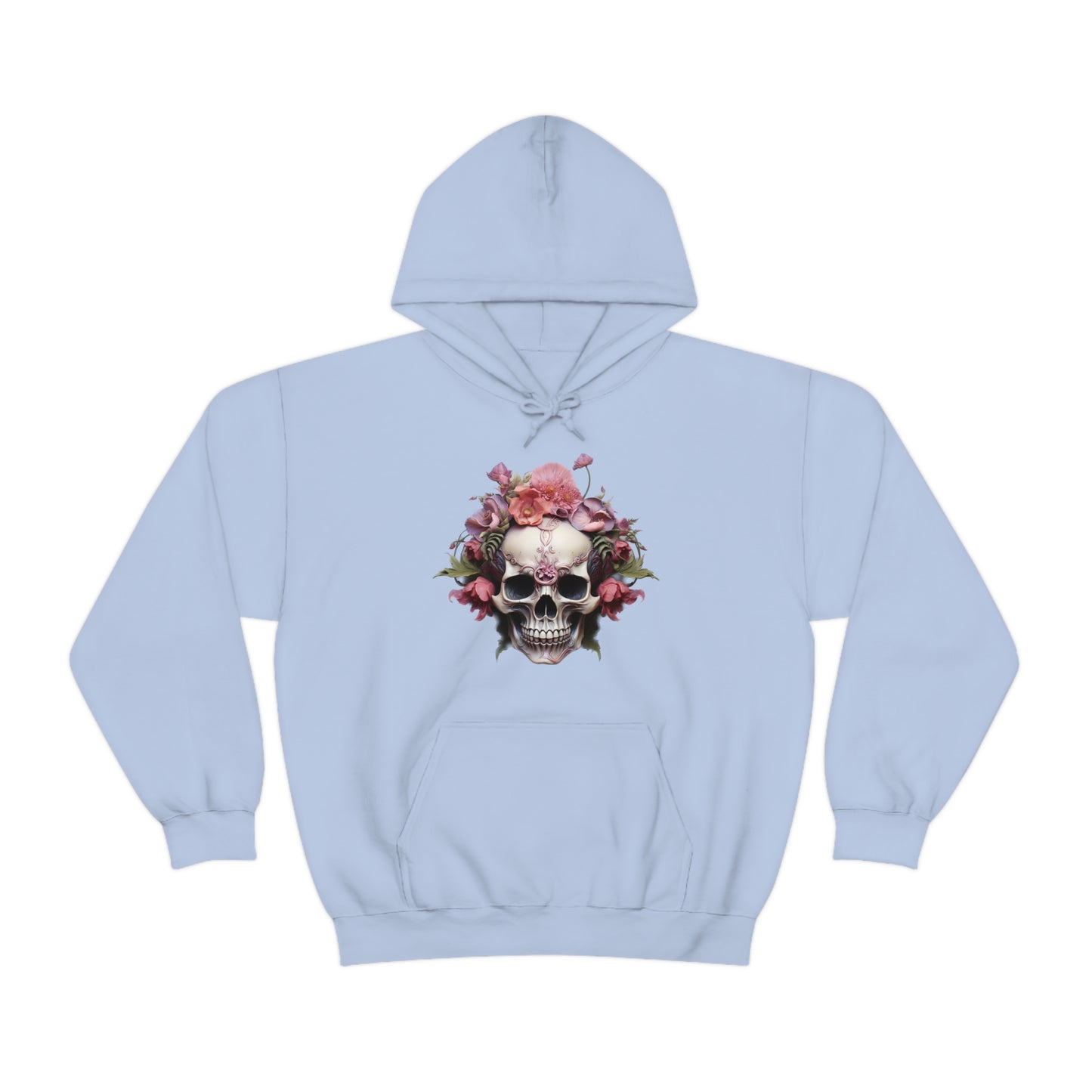 Pink Poppy Floral Skull Unisex Heavy Blend™ Hooded Sweatshirt