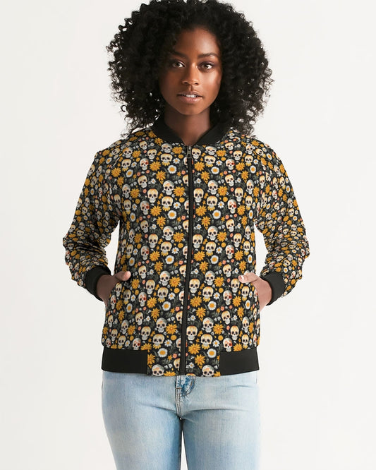 Yellow Daisies & Sugar Skulls Women's Bomber Jacket