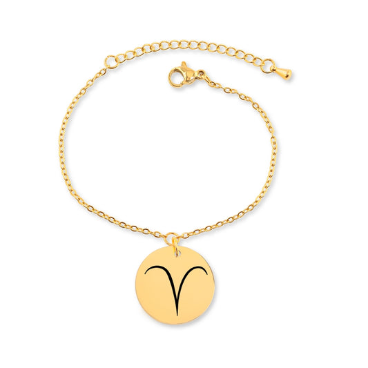 Zodiac Sign Bracelet with Optional Engraving in Gold, Silver, and Rose Gold