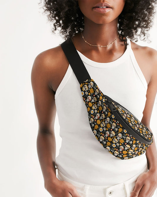 Yellow Daisies & Sugar Skulls Crossbody Sling Bag