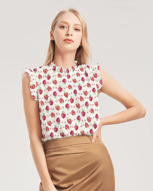 Feels So Ripe Strawberry Women's Ruffle Sleeve Top