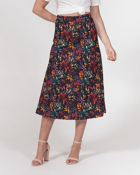 Colorful Leaves Women's A-Line Midi Skirt